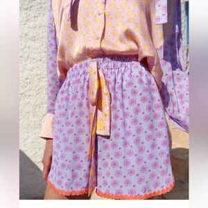 Women's Celia B Purple and Pink Swim Cover-Up Shorts